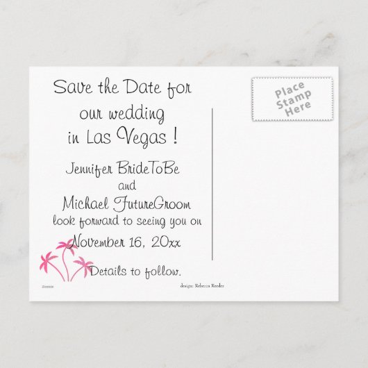 Glittery Palms Las Vegas Bewaar de datum Aankondigingskaart (Achterkant)