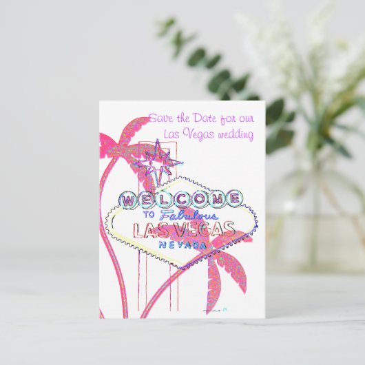 Glittery Palms Las Vegas Bewaar de datum Aankondigingskaart (Staand voorkant)