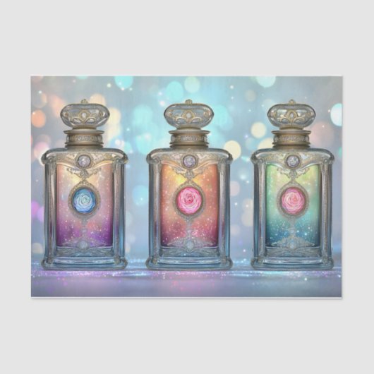 Glittery  parfumflesjes AF5 Decoupage Tissuepapier (Voorkant)