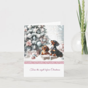 Glittery Pastel Teckel Kerst Kaart