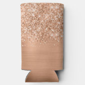 Glittery Peach Glam Script Naam Seltzer Blikjeskoeler (Achterkant)