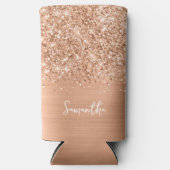 Glittery Peach Glam Script Naam Seltzer Blikjeskoeler (Voorkant)