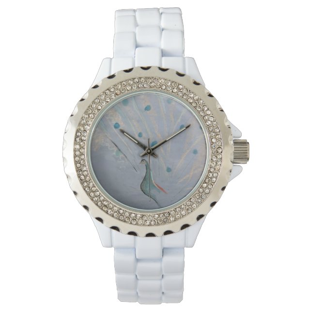 Glittery Peacock Watch by Hevener Horloge (Voorkant)