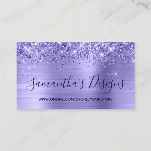 Glittery Periwinkle Folie Online Winkel Visitekaartje (Voorkant)