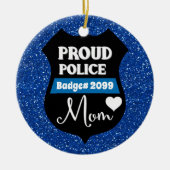 Glittery Personalized Proud Police Mam Badge Keramisch Ornament (Voorkant)