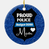 Glittery Personalized Proud Police Mam Badge Keramisch Ornament (Achterkant)
