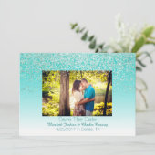 Glittery Photo Weddenschap Save the Date Card (Staand voorkant)