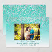 Glittery Photo Weddenschap Save the Date Card (Voorkant / Achterkant)