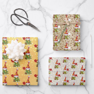 Glittery Pickleball-kerstgnomen Inpakpapier Vel