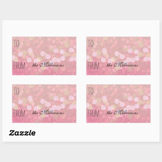Glittery Pink Bokeh Gift Label (Vel)