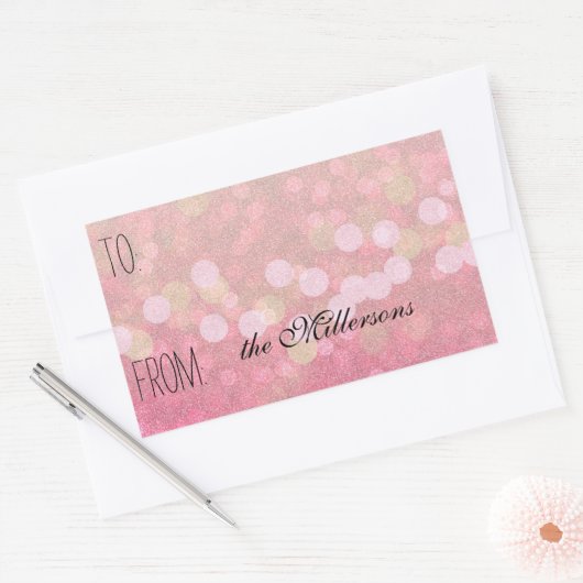 Glittery Pink Bokeh Gift Label (Envelop)