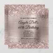 Glittery Pink Champagne Faux Foil 60th Birthday Kaart (Voorkant / Achterkant)