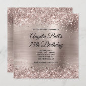 Glittery Pink Champagne Faux Foil 75th Birthday Kaart (Voorkant / Achterkant)