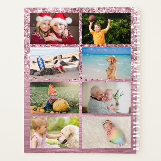 Glittery Pink Glam 14 Photo Collage Planner (Achterkant)