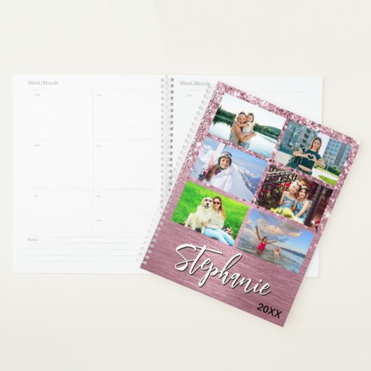 Glittery Pink Glam 14 Photo Collage Planner (Display)