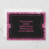 Glittery Pink Graduation Party Ticket Invitation Kaart (Achterkant)