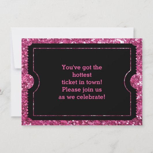 Glittery Pink Graduation Party Ticket Invitation Kaart (Achterkant)