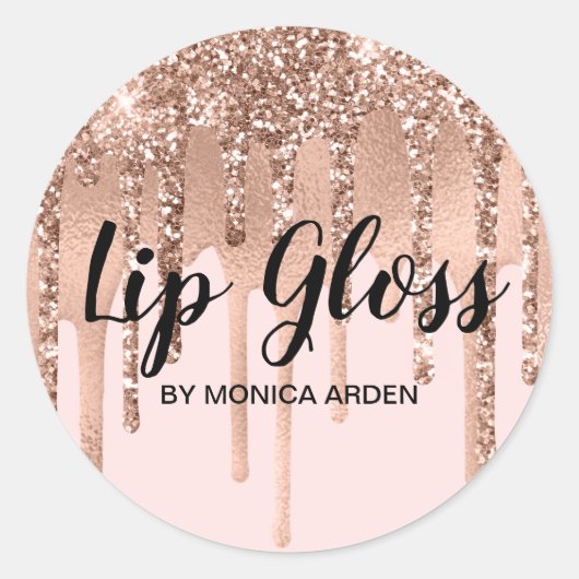 Glittery Pink Lip Gloss Ronde Sticker (Voorkant)