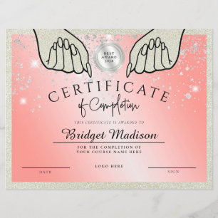 Glittery Pink Nail Certificaat van voltooiing