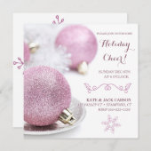 Glittery Pink Ornaments Moderne Kerstmis Kaart (Voorkant / Achterkant)