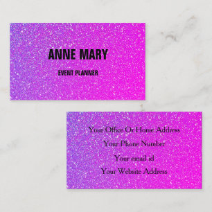 Glittery Pink Paarse Ombre Wedding Event Planner Visitekaartje
