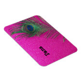 Glittery Pink Peacock Feather Magneet (Rechterzijde)