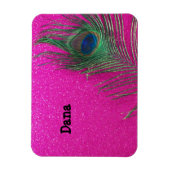 Glittery Pink Peacock Feather Magneet (Verticaal)