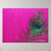 Glittery Pink Peacock Feather Poster (Voorkant)