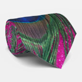 Glittery Pink Peacock Feather Stropdas (Opgerold)