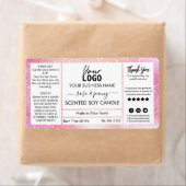 Glittery Pink Scented Soy Candle Etiket (Insitu)