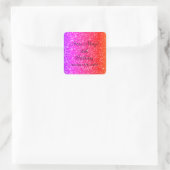 Glittery Pink Sparkle Custom Name 16th Verjaardag Vierkante Sticker (Tas)