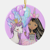 Glittery Pink Unicorn Girls Birthday Ceramic Ornam Keramisch Ornament (Voorkant)