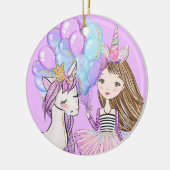 Glittery Pink Unicorn Girls Birthday Keramisch Ornament (Links)