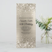 Glittery Platinum 50th Birthday Kaart (Staand voorkant)