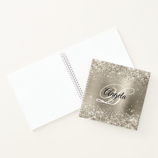 Glittery Platinum Brushed Folie Monogram Notitieboek (Binnen)
