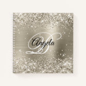 Glittery Platinum Brushed Folie Monogram Notitieboek (Voorkant)
