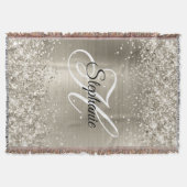 Glittery Platinum Folie Fancy Monogram Deken (Voorkant)