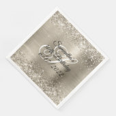 Glittery Platinum Folie Monogrammed 30th Birthday Servet (Hoek)