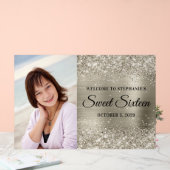 Glittery Platinum Folie Sweet Sixteen Welkom Groot Acryl Bord (Huwelijk)