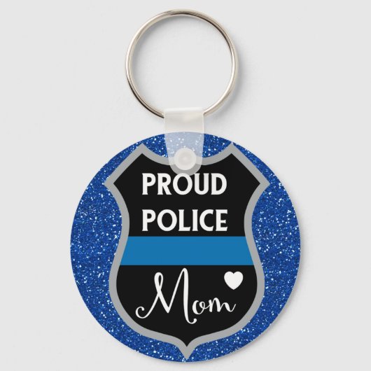 Glittery Proud Police Ma LEO Support Sleutelhanger (Voorkant)