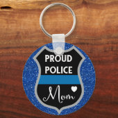 Glittery Proud Police Ma LEO Support Sleutelhanger (Voorkant)