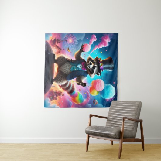 Glittery Raccoon en Dragon Carnival Wandkleed (In Situ (horizontaal))