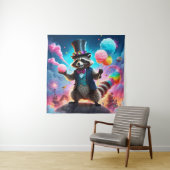 Glittery Raccoon en Dragon Carnival Wandkleed (In situ)