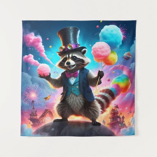 Glittery Raccoon en Dragon Carnival Wandkleed (Voorkant)