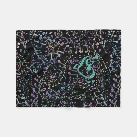 Glittery Rainbow Musical Notes Music Lover Throw Fleece Deken (Voorkant (Horizontaal))