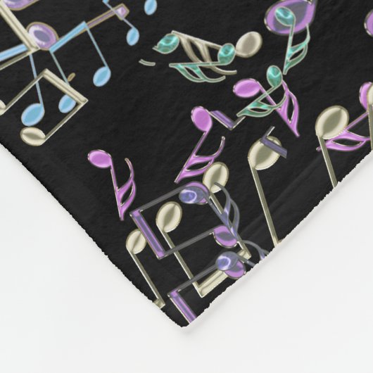 Glittery Rainbow Musical Notes Music Lover Throw Fleece Deken (Hoek)