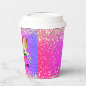 Glittery Rainbow Unicorn Birthday Papieren Bekers (Links)