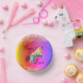 Glittery Rainbow Unicorn Birthday Papieren Kommen (Feest)