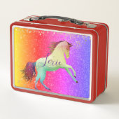 Glittery Rainbow Unicorn gepersonaliseerd (Achterkant)