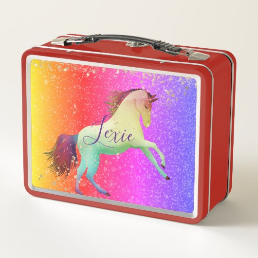 Glittery Rainbow Unicorn gepersonaliseerd (Achterkant)